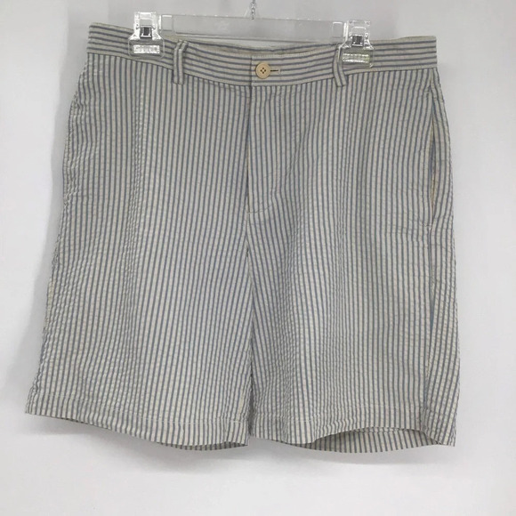 Vineyard Vines Men’s Classic Fit Club Shorts Creme/Blue Seersucker Size 33 - Picture 1 of 6
